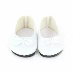 PETIT COLLIN Accessoires Pour Poupée De 28 Cm : Ballerines Blanches Avec Noeud