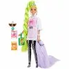 BARBIE Poupée Mannequin Barbie Extra Natte Vert Fluo
