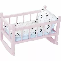 PETIT COLLIN Lit Bercelonnette En Bois Laqué Rose Panda (40 Cm)